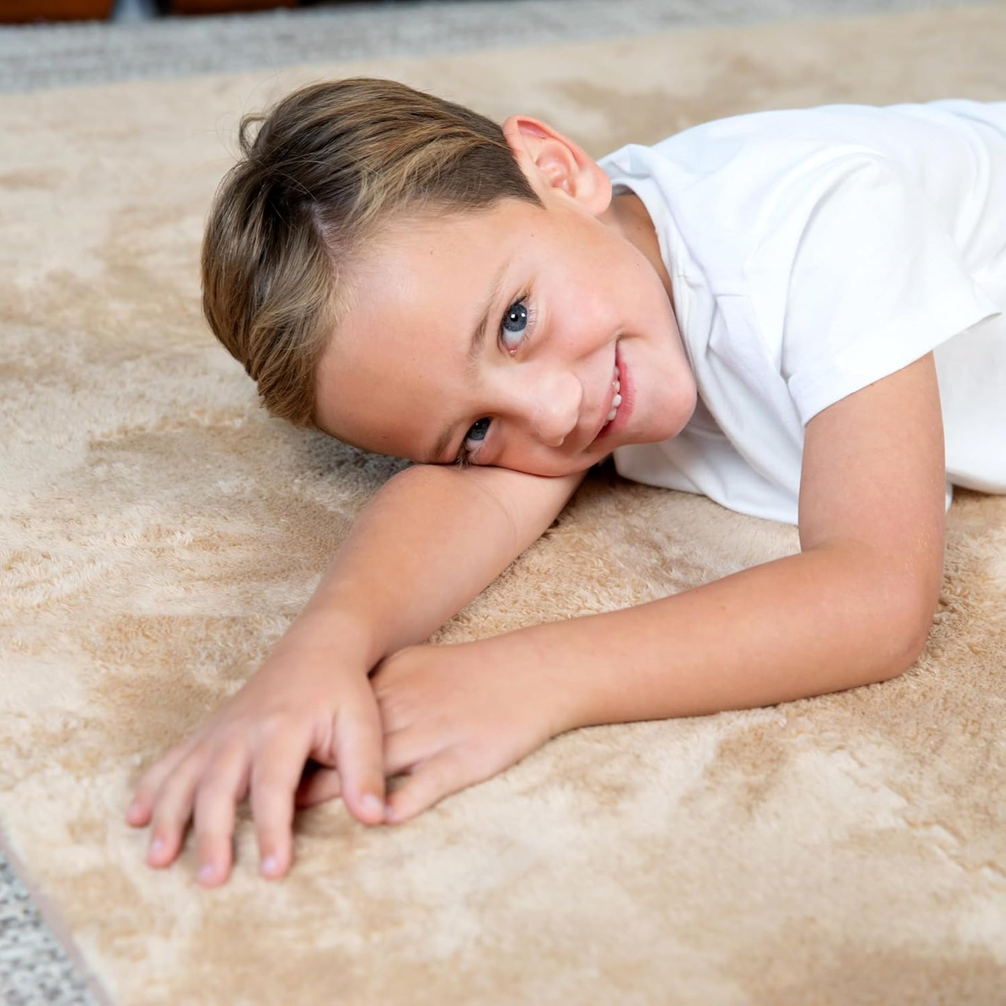 Carpet Squares Puzzle Mat Plush Interlocking Carpet Tiles, Anti Slip Jigsaw Flooring Playmat Playroom Rug for kids (Brown)