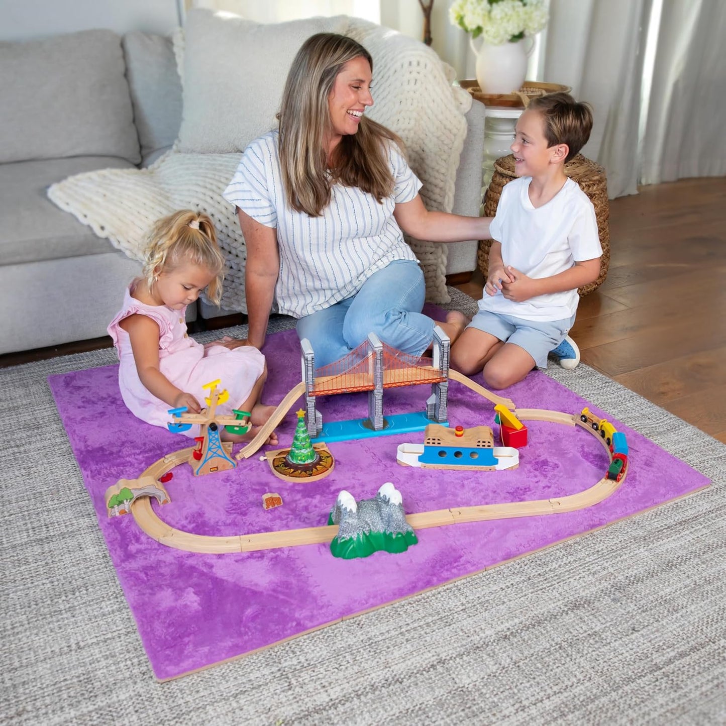Carpet Squares Puzzle Mat Plush Interlocking Carpet Tiles, Anti Slip Jigsaw Flooring Playmat Playroom Rug for kids (Purple)
