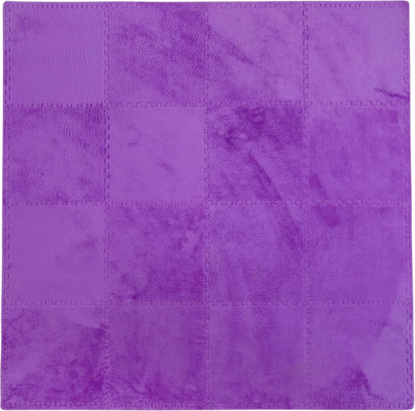 Carpet Squares Puzzle Mat Plush Interlocking Carpet Tiles, Anti Slip Jigsaw Flooring Playmat Playroom Rug for kids (Purple)