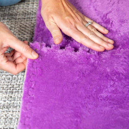 Carpet Squares Puzzle Mat Plush Interlocking Carpet Tiles, Anti Slip Jigsaw Flooring Playmat Playroom Rug for kids (Purple)